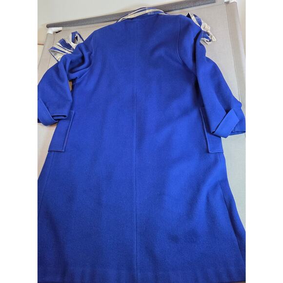 Vintage 80s Jacob-Crowley Wool Overcoat Blue Long Peacoat Made in Canada - Picture 3 of 16